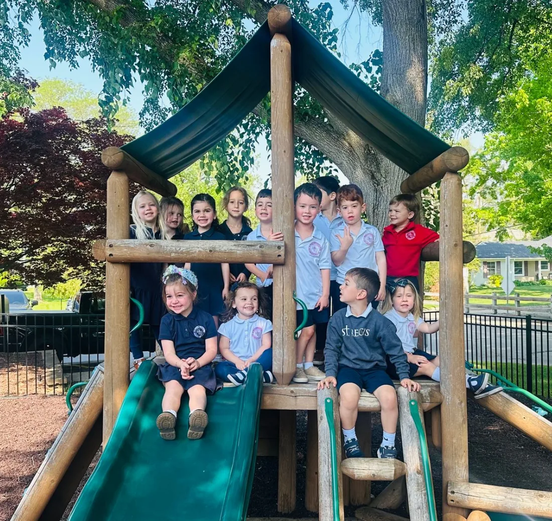 Preschool and kindergarten students on the playground